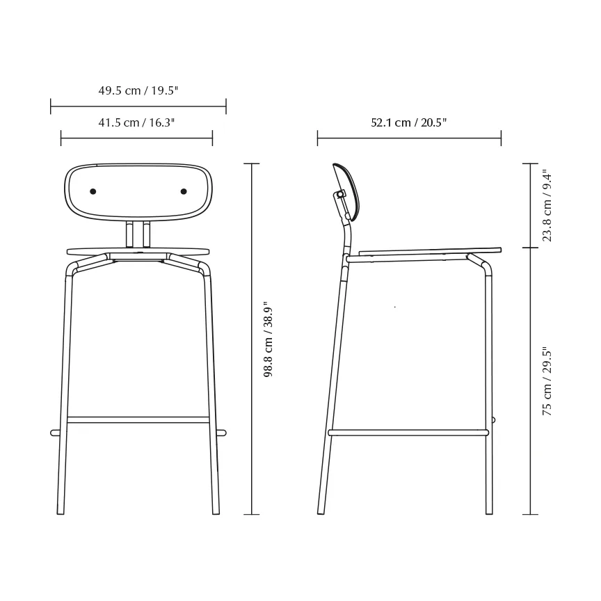 Curious barstol 75 cm, Oak-black Umage