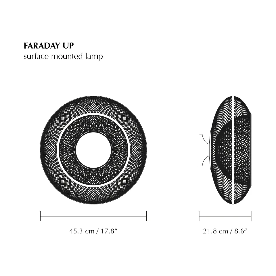 Faraday Up medium plafond, Brushed Brass Umage