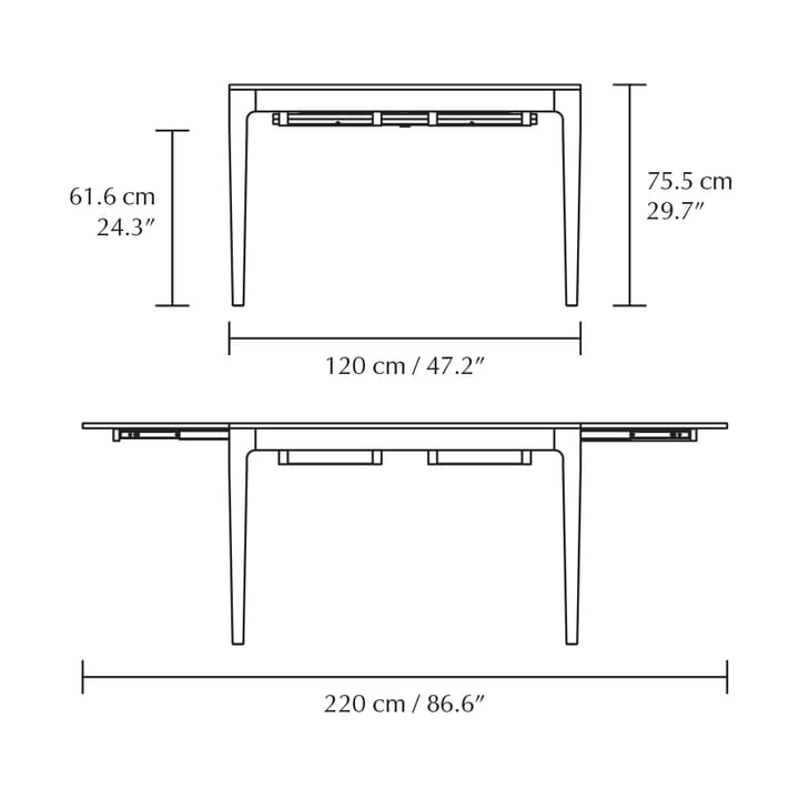 Heart'n'Soul spisebord 90x120 cm, Black oak Umage