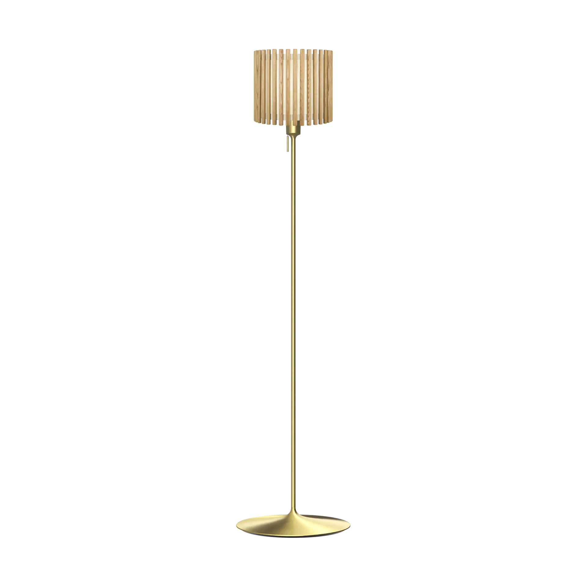 Komorebi gulvlampe medium, Circle oak-Børstet messing Umage