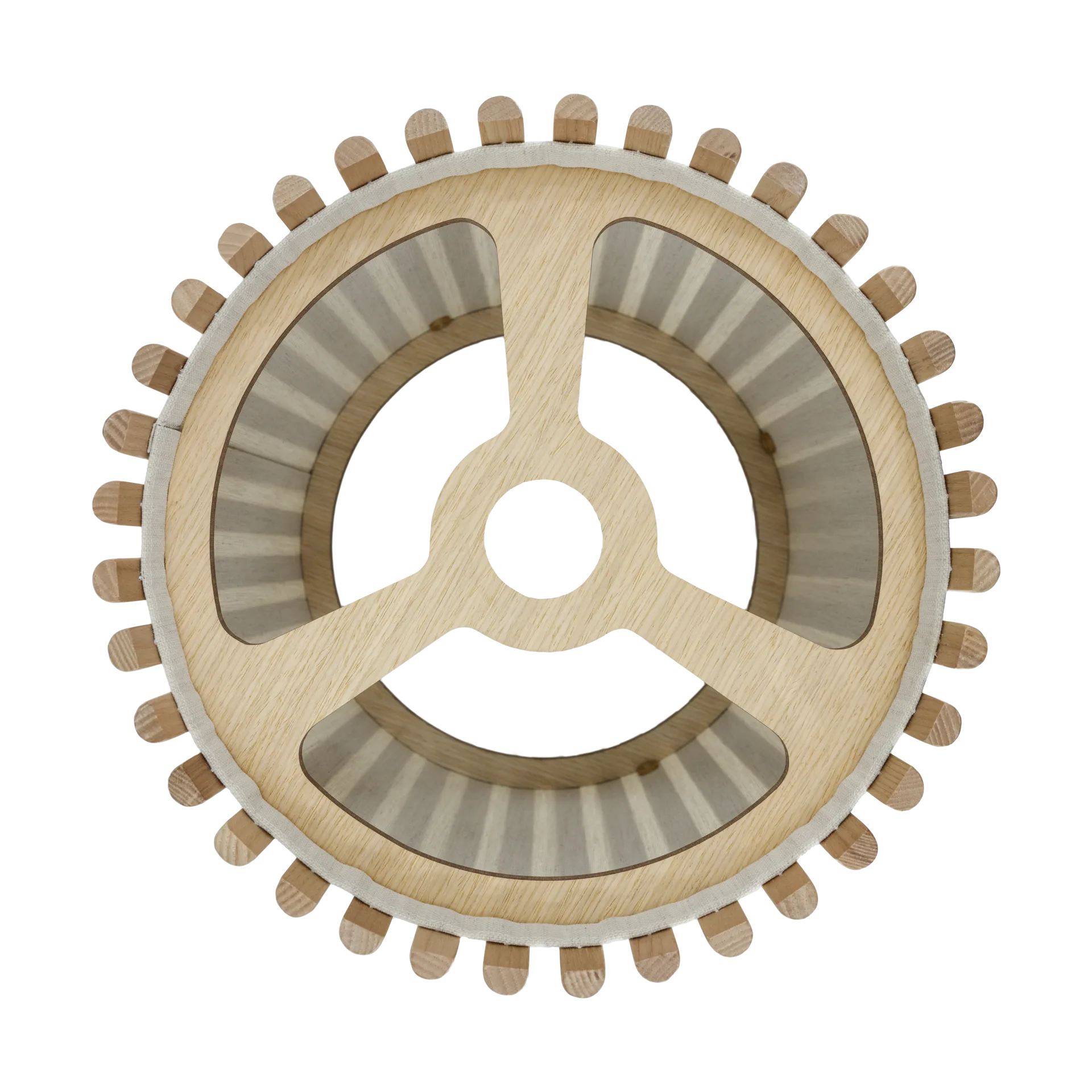Komorebi gulvlampe medium, Circle oak-Børstet messing Umage