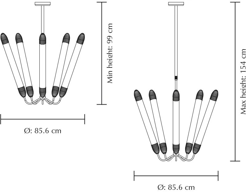 Lemon Squeeze Penta long taklampe, Plated brass Umage