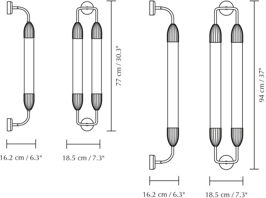 Lemon Squeeze Wall long vegglampe, Double polished steel Umage