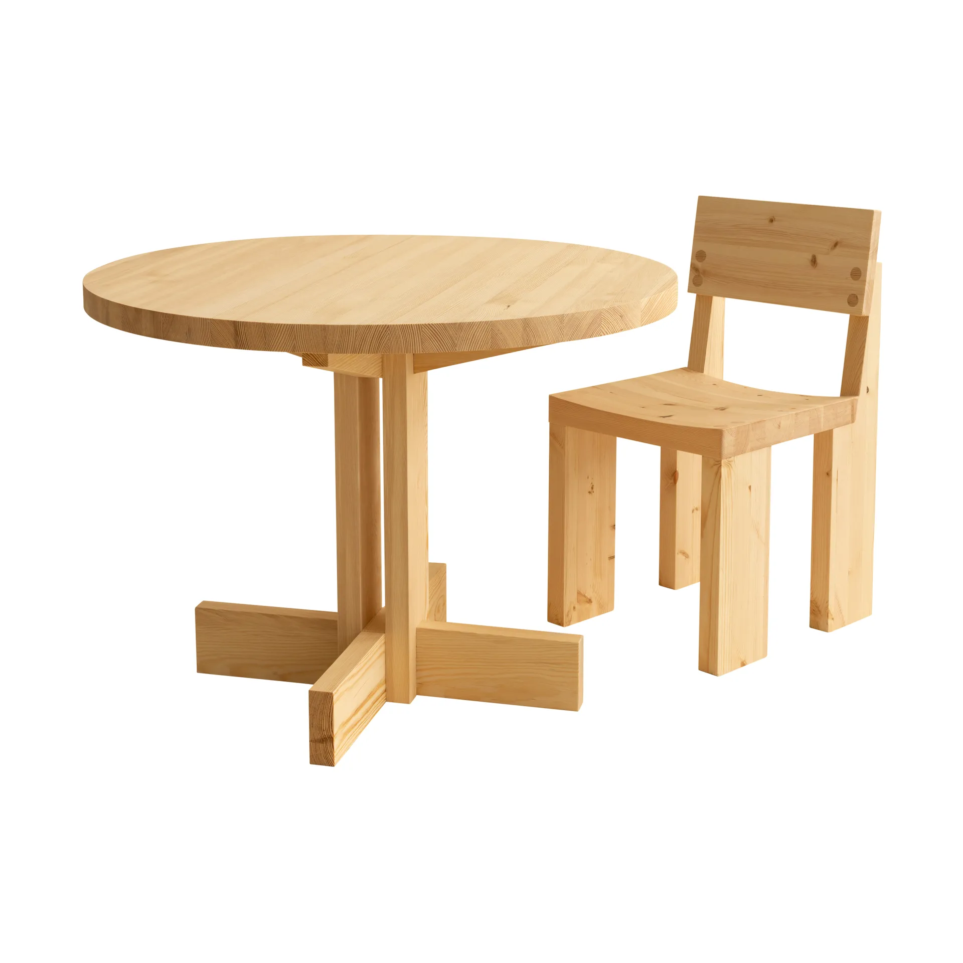 001 Dining Table spisebord, Matt oljevokset furu, Ø100x74 cm Vaarnii