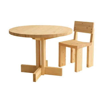 001 Dining Table spisebord - Matt oljevokset furu, Ø100x74 cm - Vaarnii