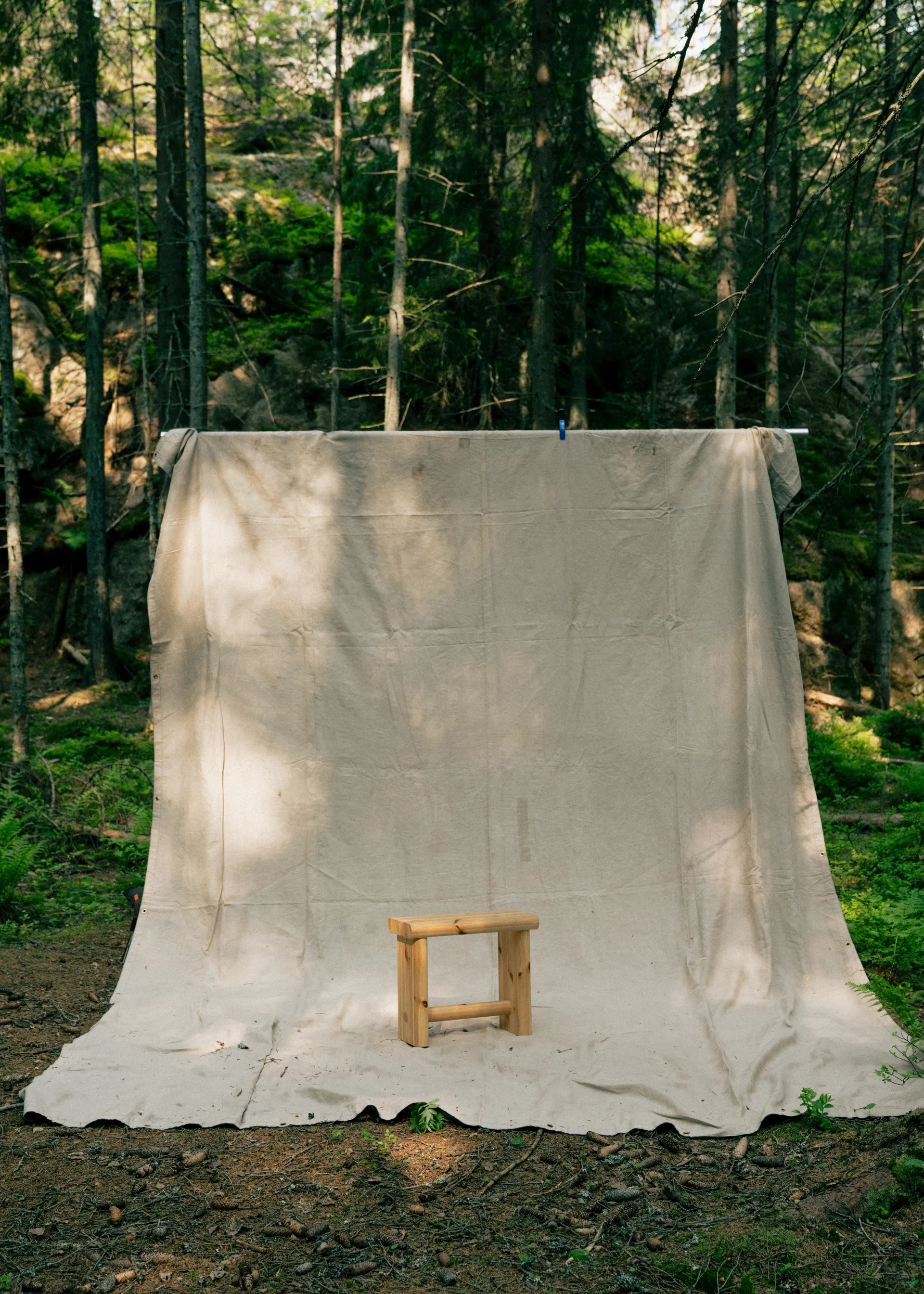 002 Ast Stool krakk, Matt oljevokset furu, 55x26x45 cm Vaarnii