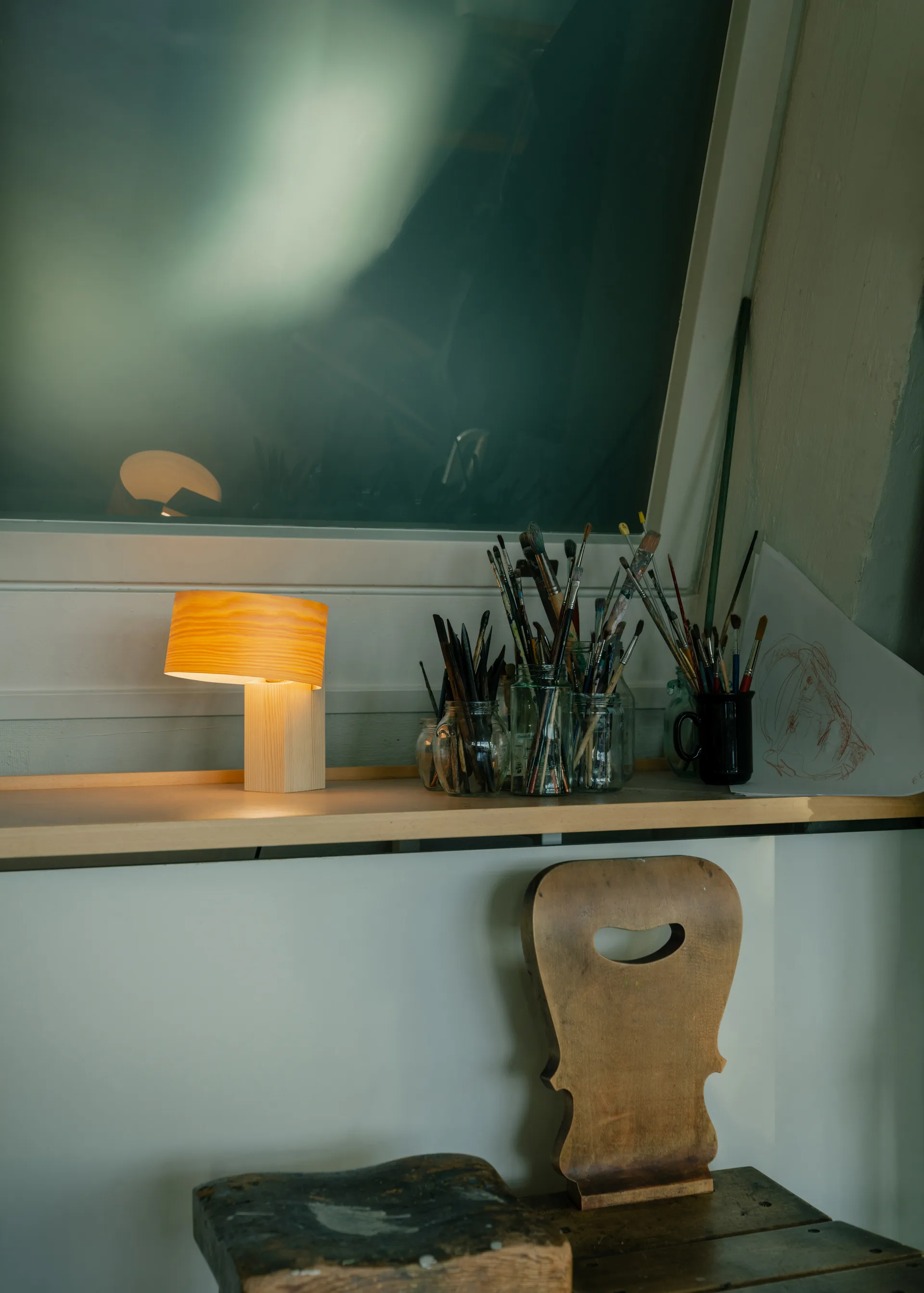 018 Hoop Table Lamp bordlampe, Matt oljevokset furu, 23 cm Vaarnii