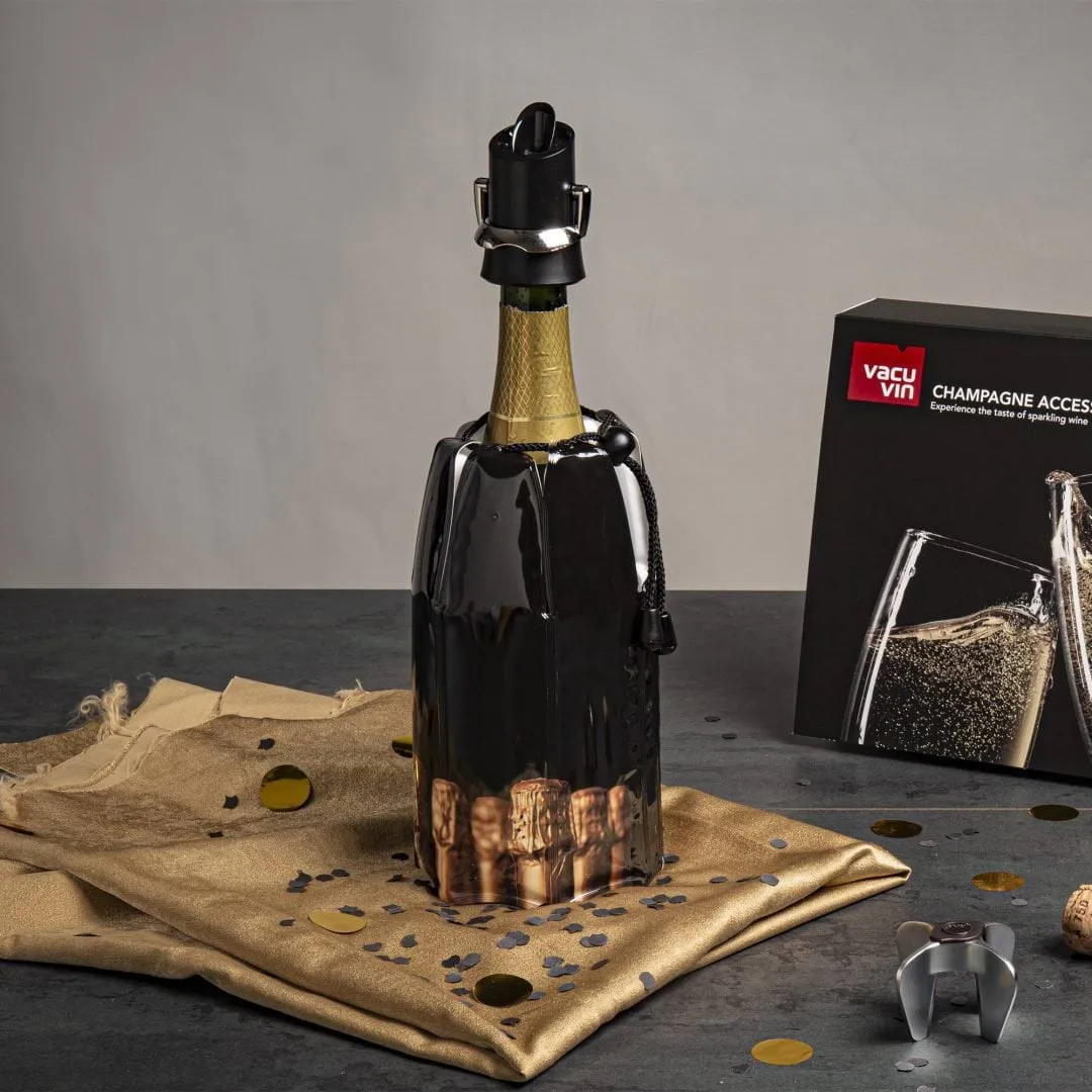 Vacuvin champagneforsegler og serverer, Svart Vacuvin