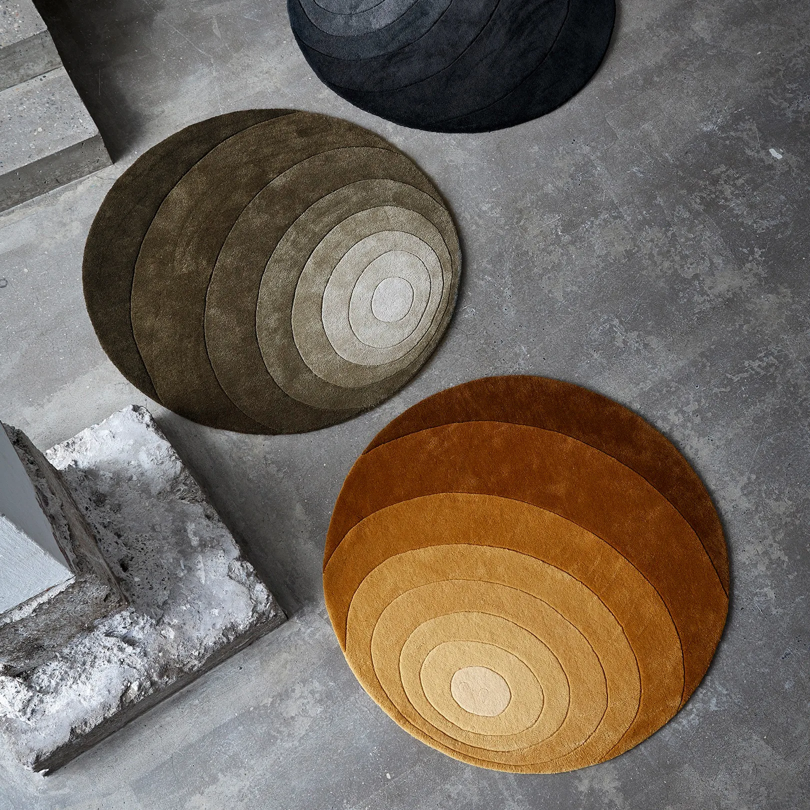 Luna gulvteppe Ø120 cm, Dark yellow Verpan