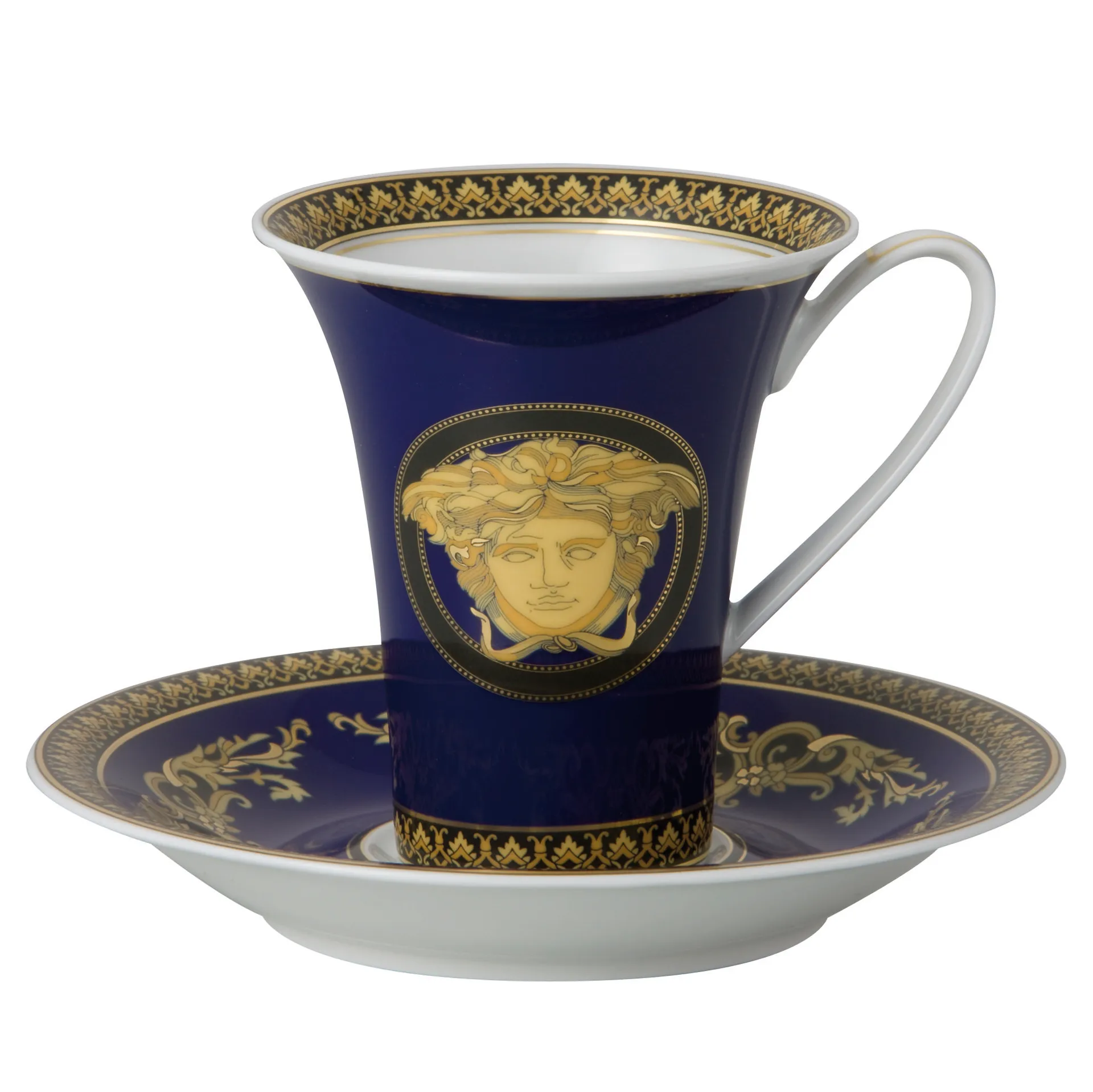 Versace Medusa Blue kopp med fat, sett Versace