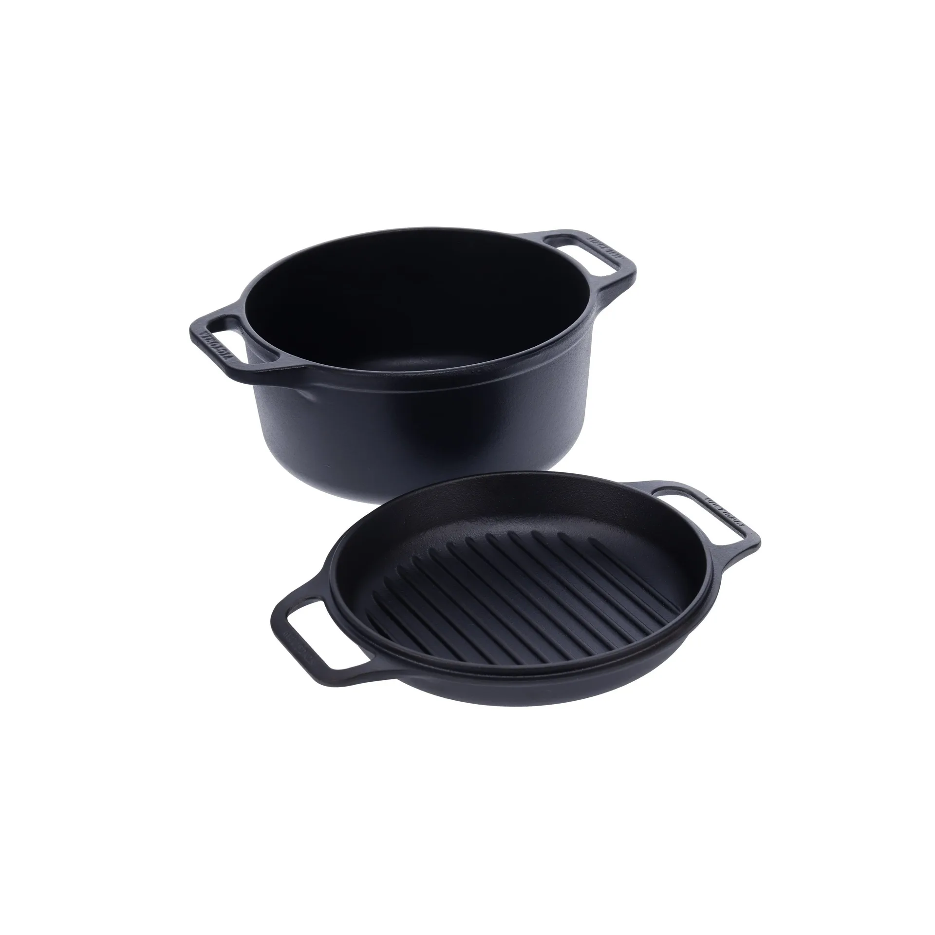 Gryte og grillpanne støpejern pre-seasoned, 2 deler Victoria