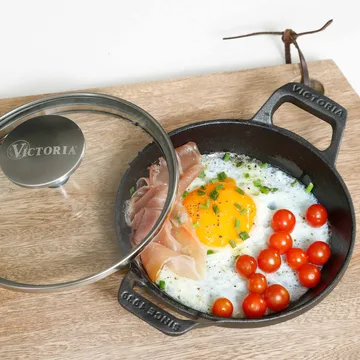 Mini rund gryte med glasslokk støpejern enameled - Ø14 cm - Victoria