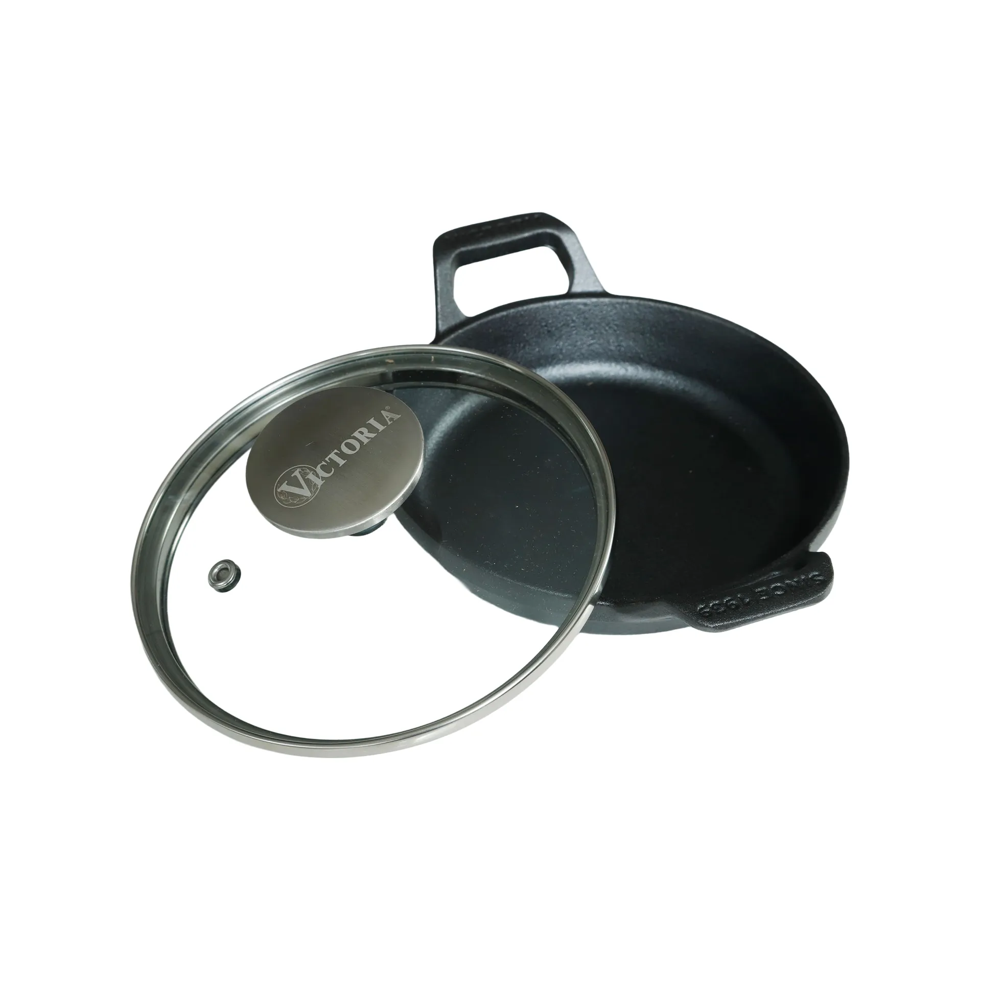 Mini rund gryte med glasslokk støpejern pre-seasoned, Ø14 cm Victoria