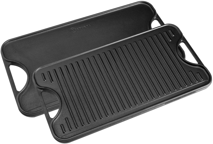 Stekeplate støpejern vendbar 25x47 cm - Svart - Victoria