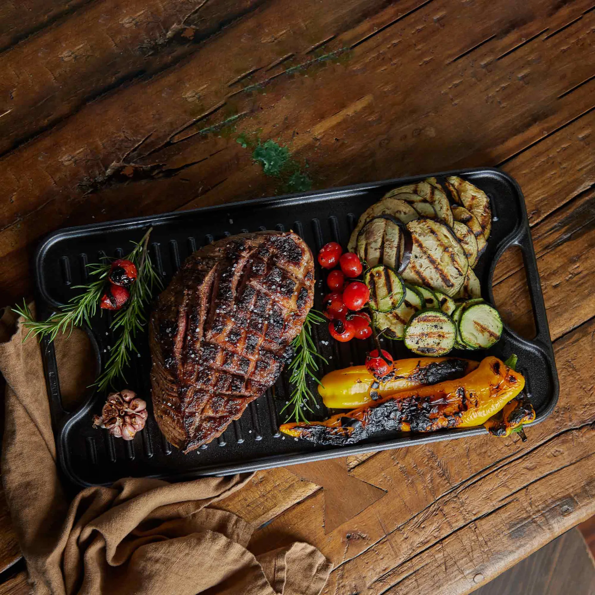 Stekeplate støpejern vendbar 25x47 cm, Svart Victoria