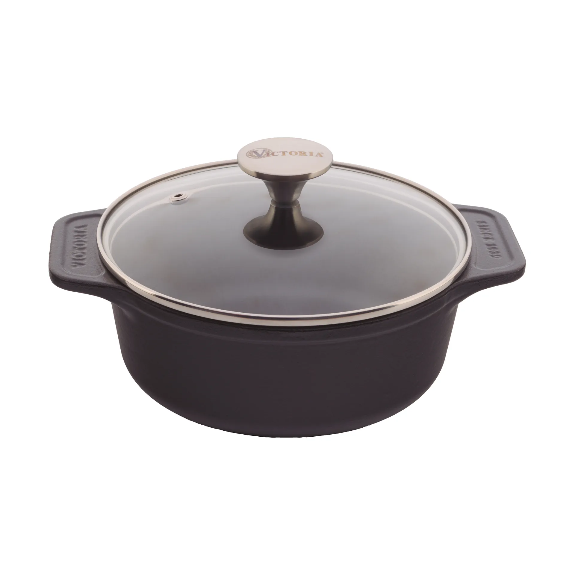 Victoria gryte støpejern glasslokk enameled, 1,9 l Victoria