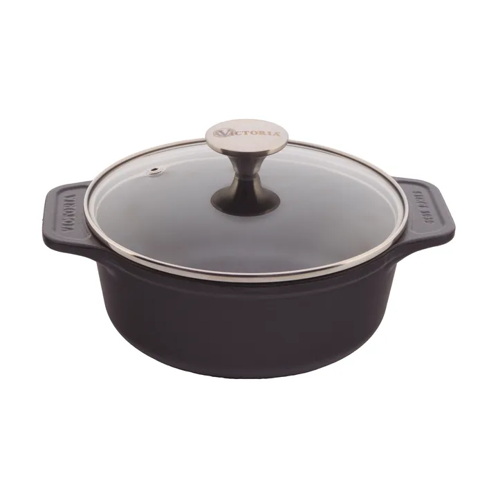 Victoria gryte støpejern glasslokk pre-seasoned - 1,9 l - Victoria