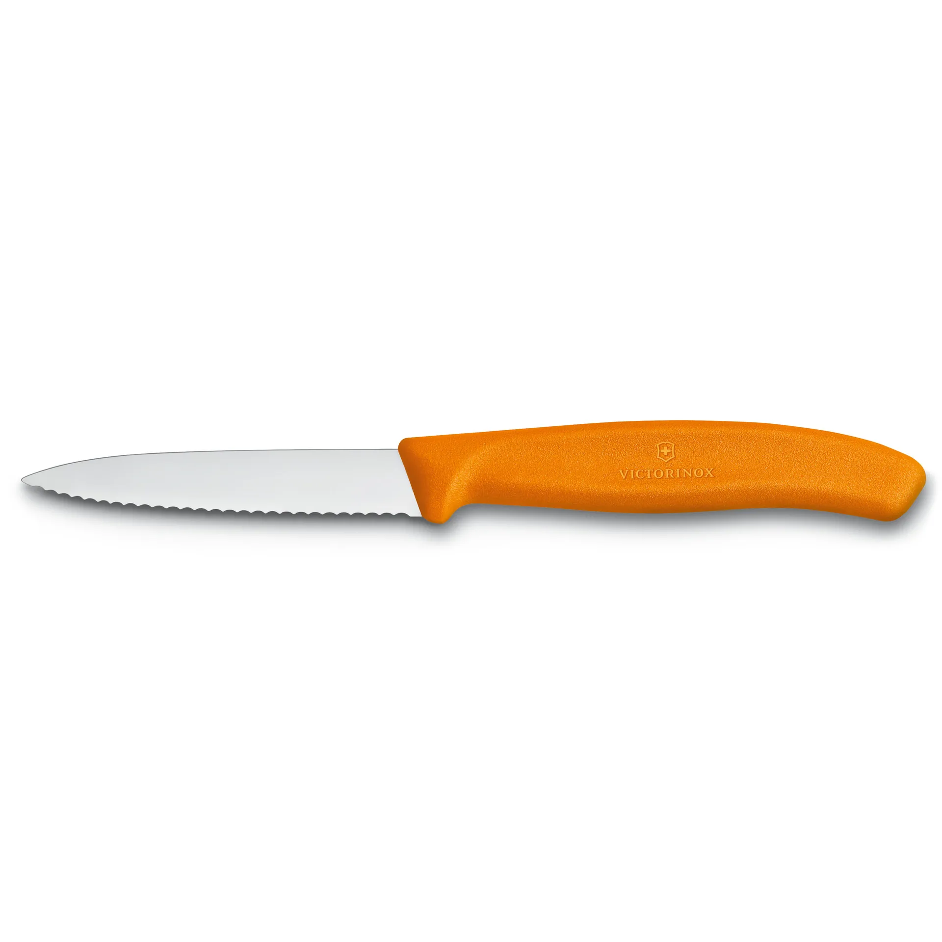 Swiss Classic grønnsaks- og skrellekniv tagget 8 cm, Oransje Victorinox