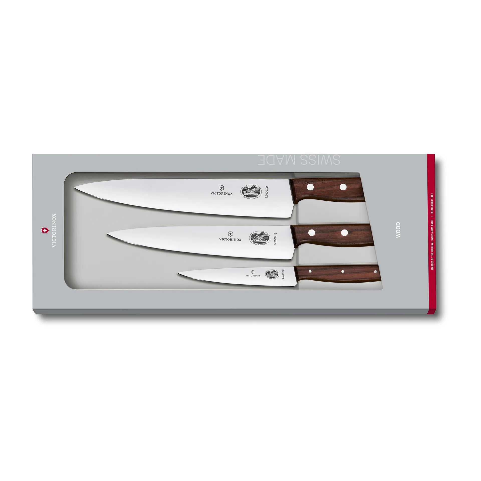 Wood Knivsett 3 deler, Rustfritt stål-lønn Victorinox