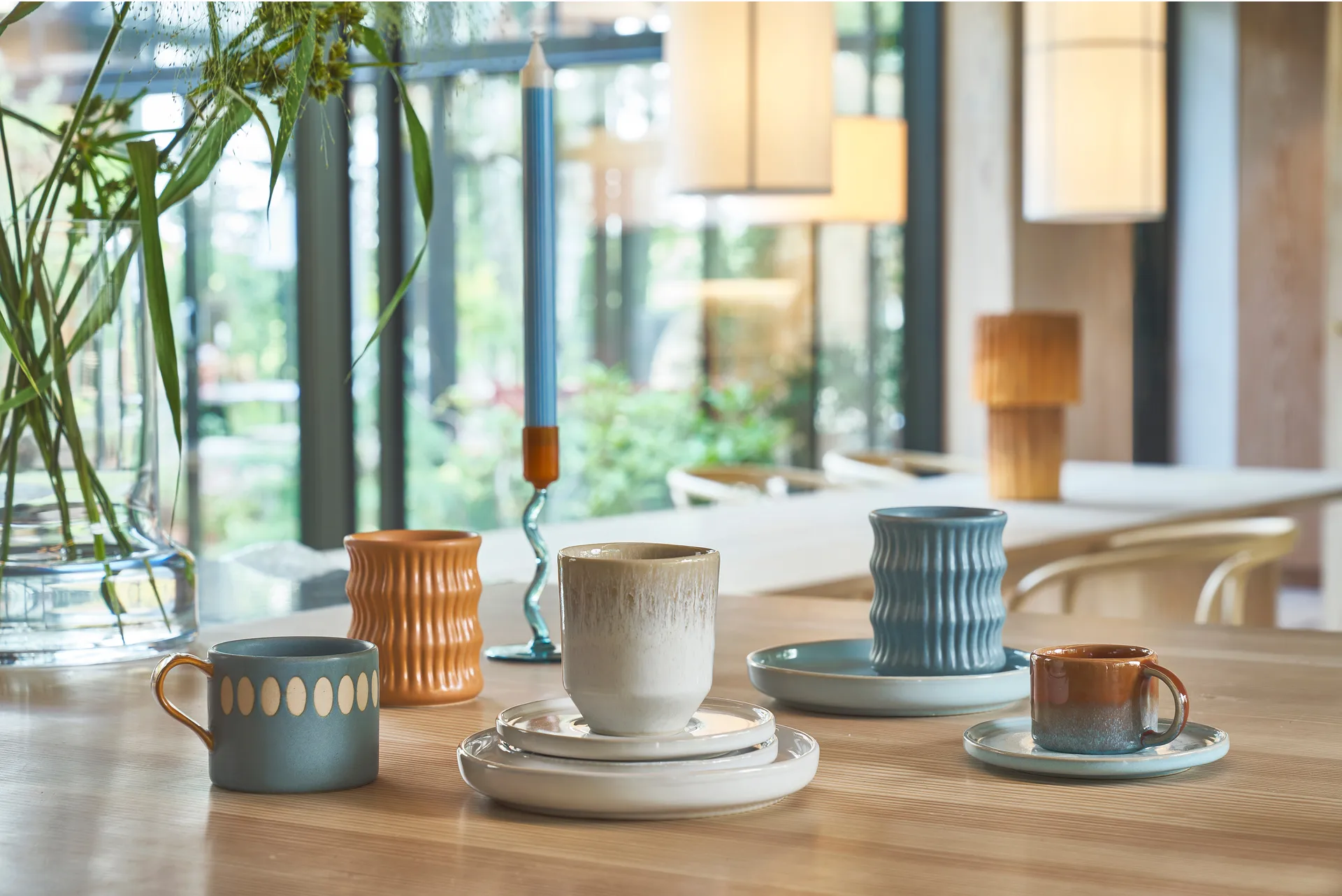 Styles krus med riflet mønster 30 cl 2-pack, Blå Villa Collection