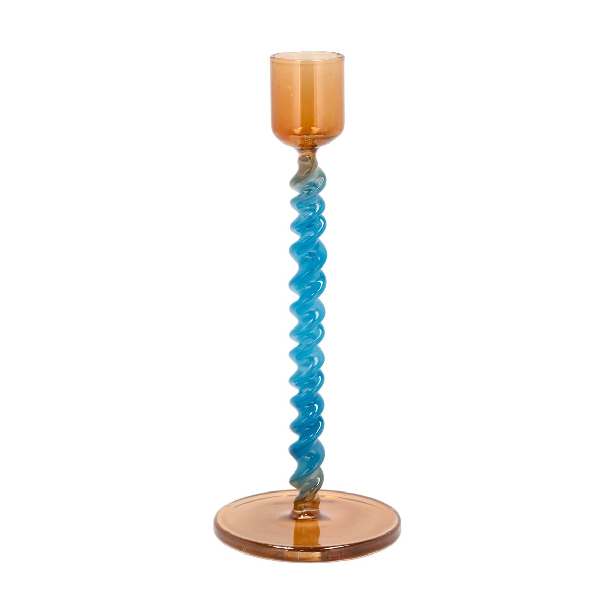 Villa Collection - Styles lysestake glass 7,4x16,3 cm blå/amber