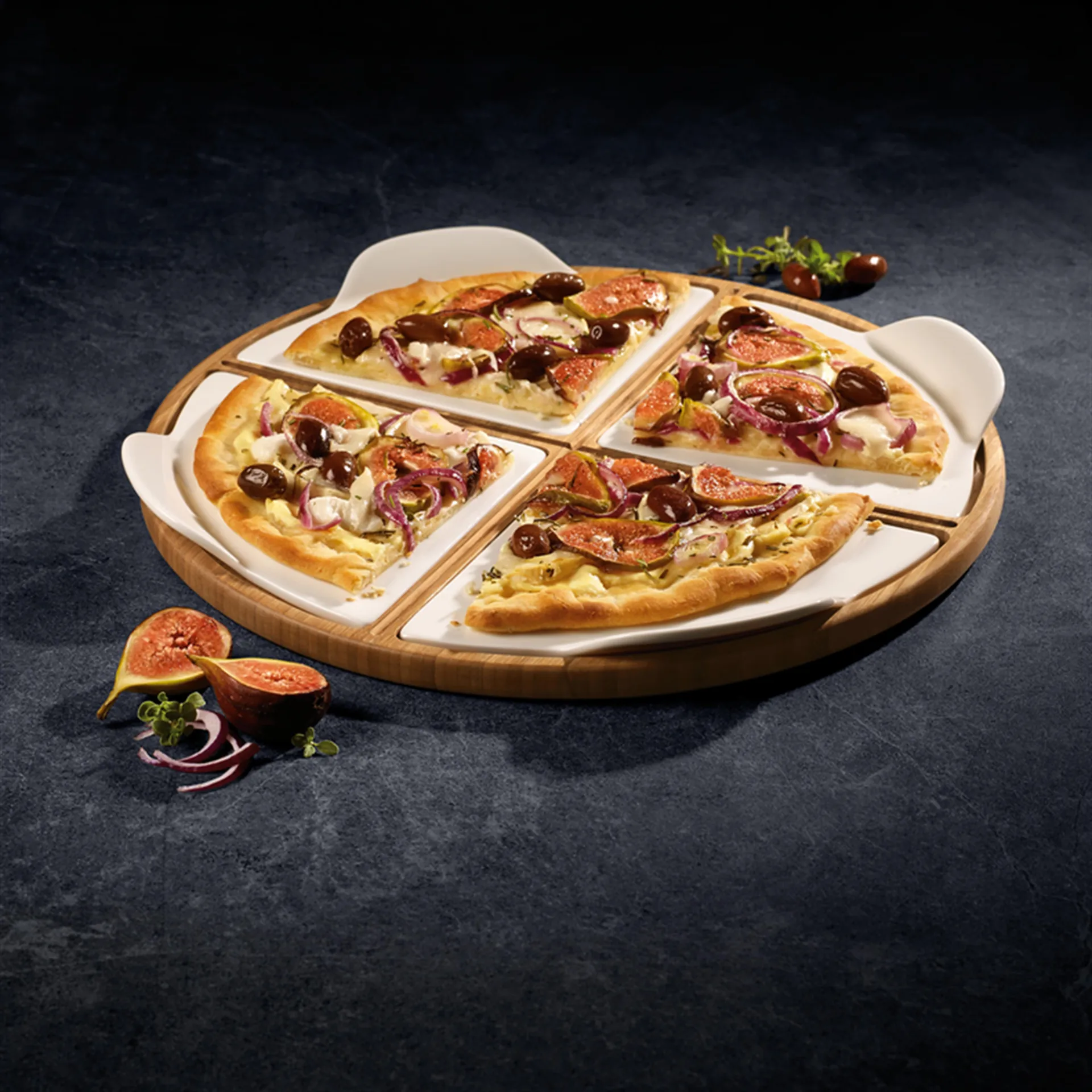 Pizza Passion serveringsfat bambus, rund 5 deler Villeroy & Boch