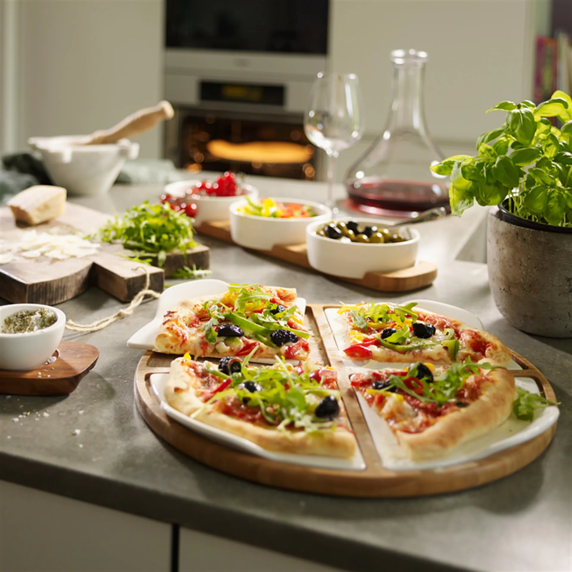 Pizza Passion serveringsfat bambus, rund 5 deler Villeroy & Boch