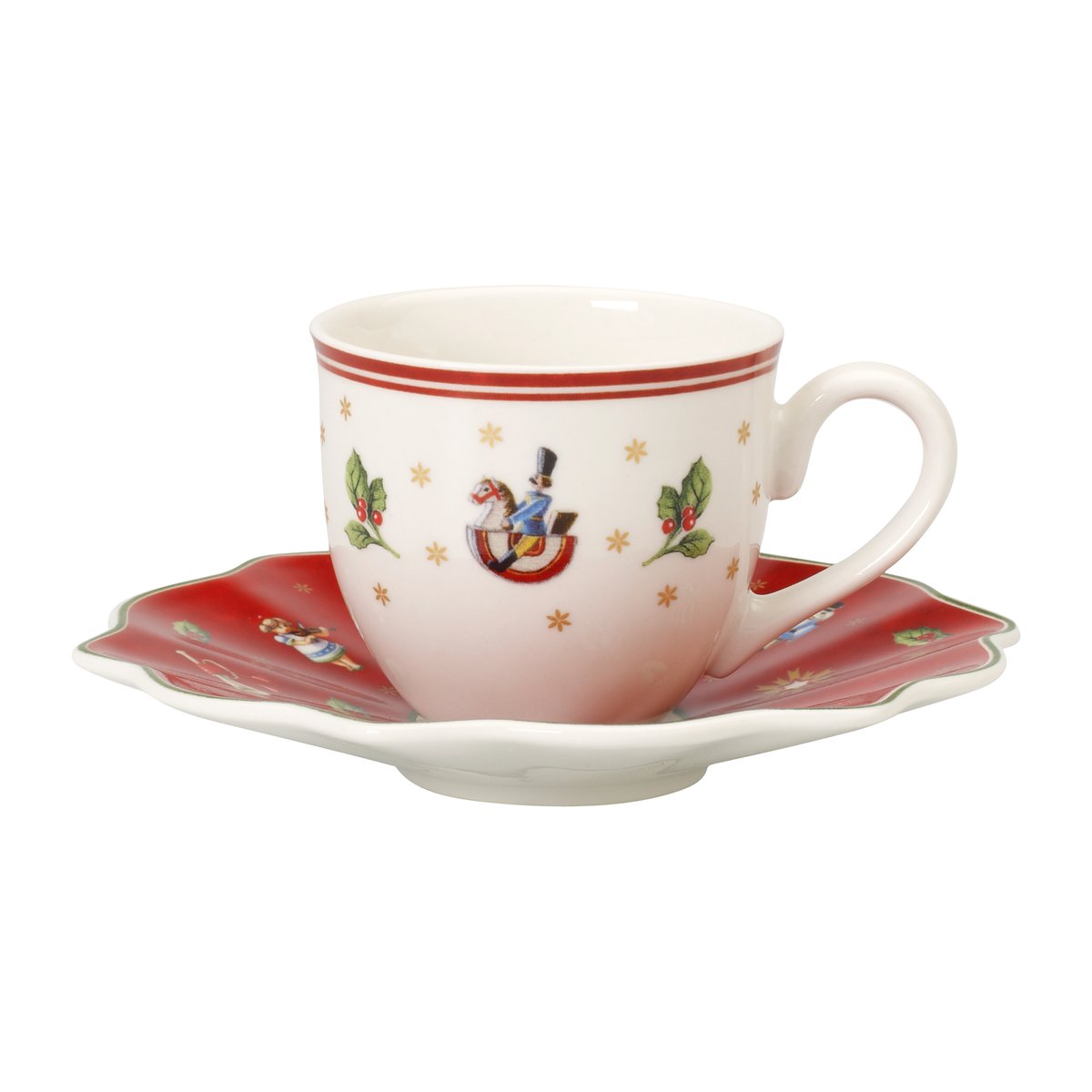 Villeroy & Boch Toy's Delight espressokopp med fat Hvit-rød