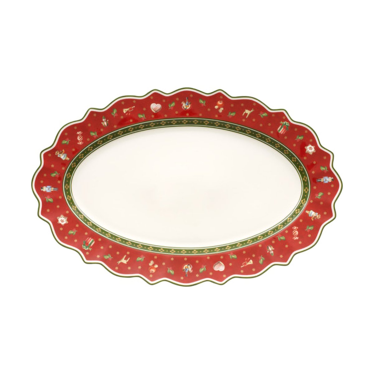 Villeroy & Boch Toy's Delight serveringsfat oval 31x50 cm Hvit-rød