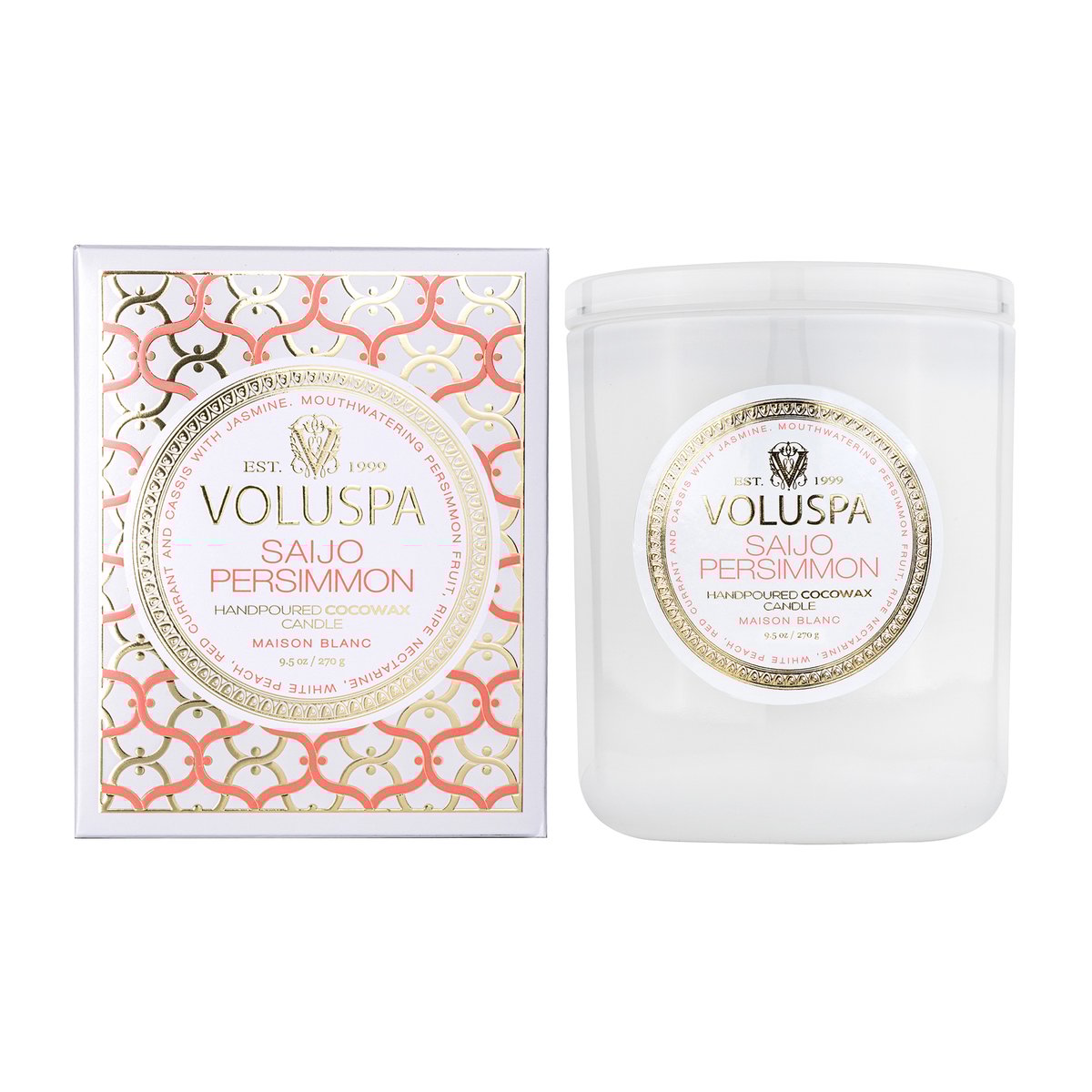 Voluspa Classic Maison Blanc duftlys 60 timer Saijo Persimmon
