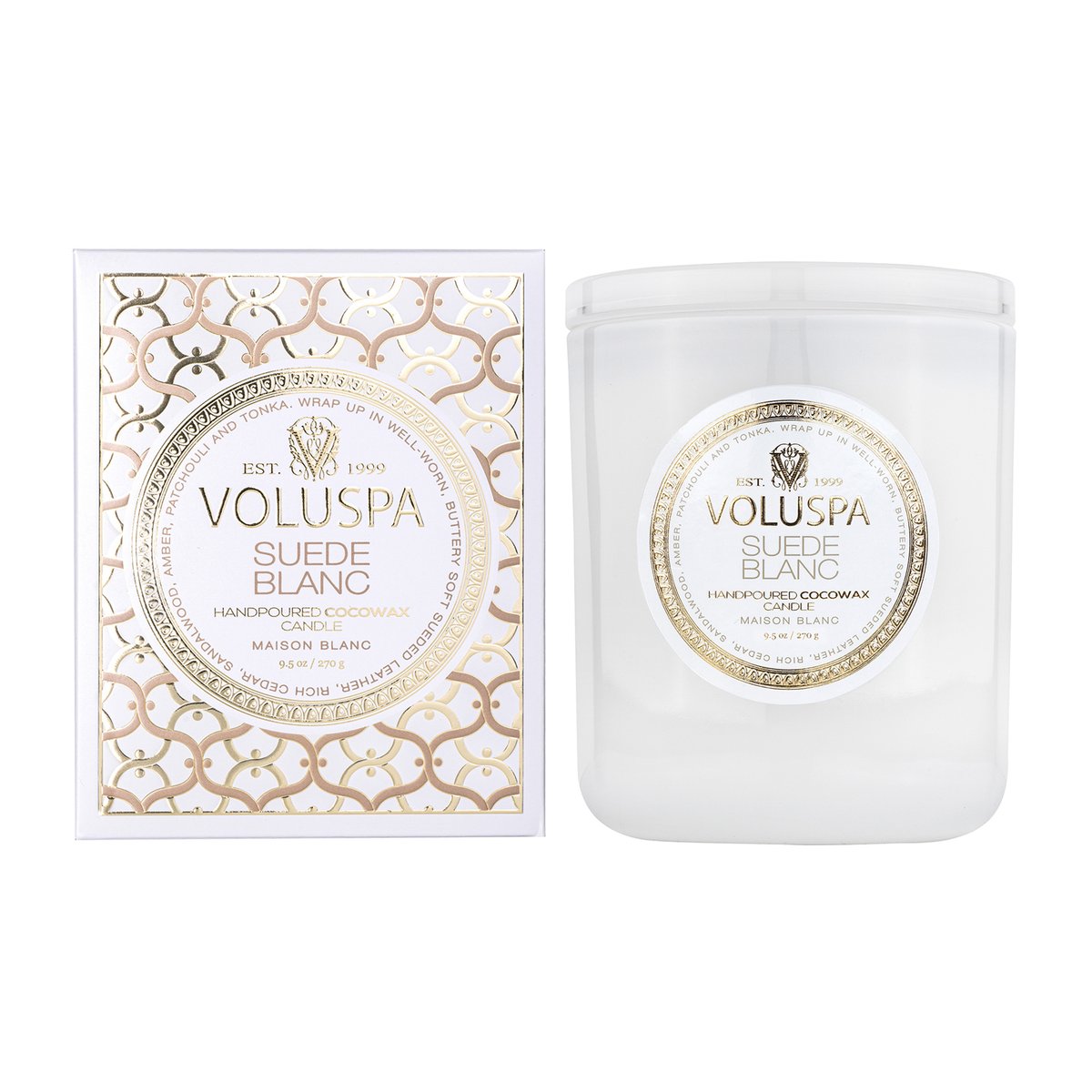 Voluspa Classic Maison Blanc duftlys 60 timer Suede Blanc