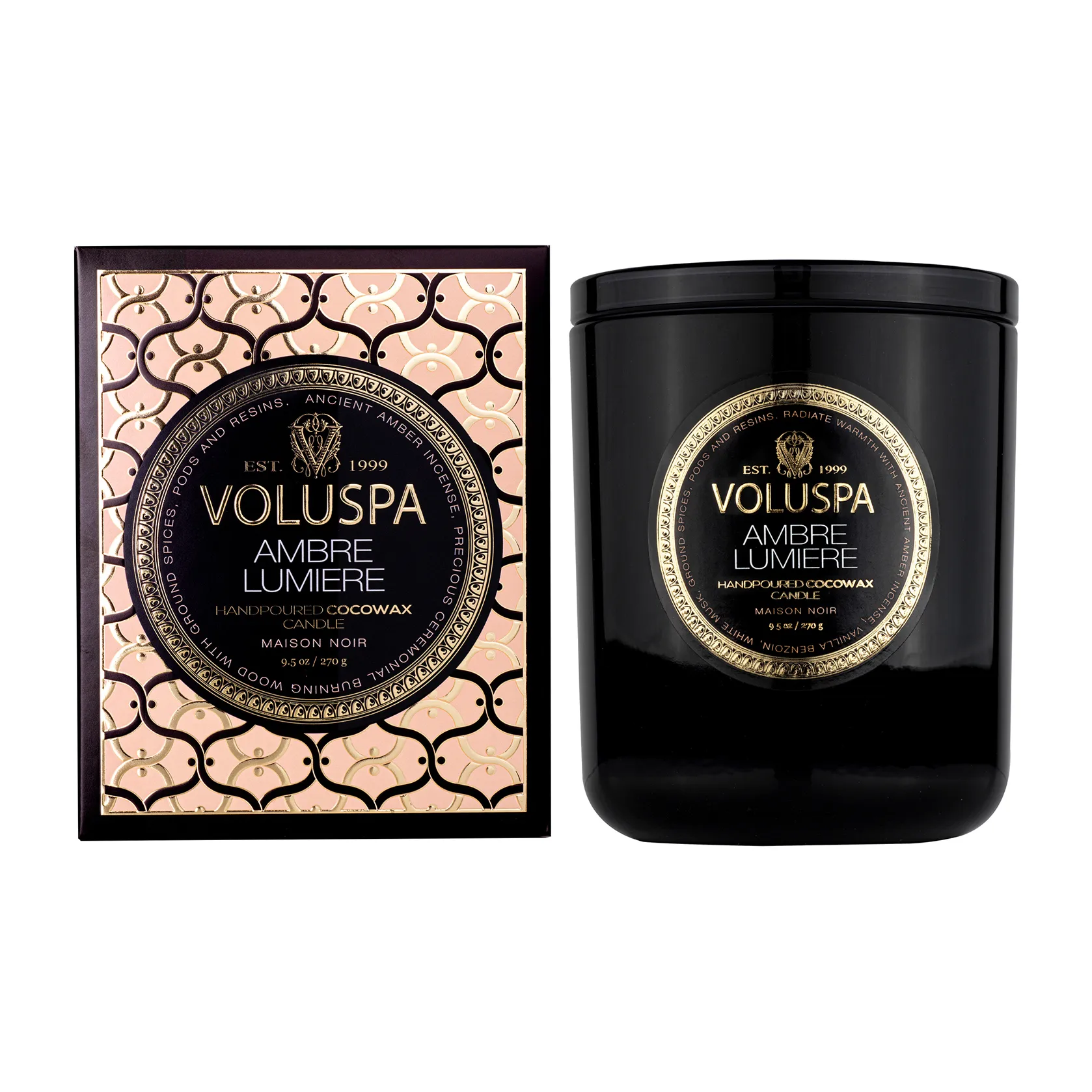 Classic Maison Noir duftlys 60 timer, Ambre Lumiere Voluspa