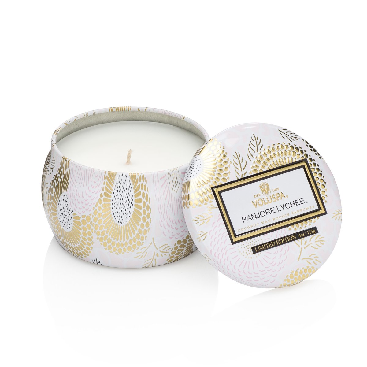 Voluspa Dekorative bokslys 25 timer Panjore Lychee | Skandinavisk Design | Duftlys & Duftpinner | Hvit