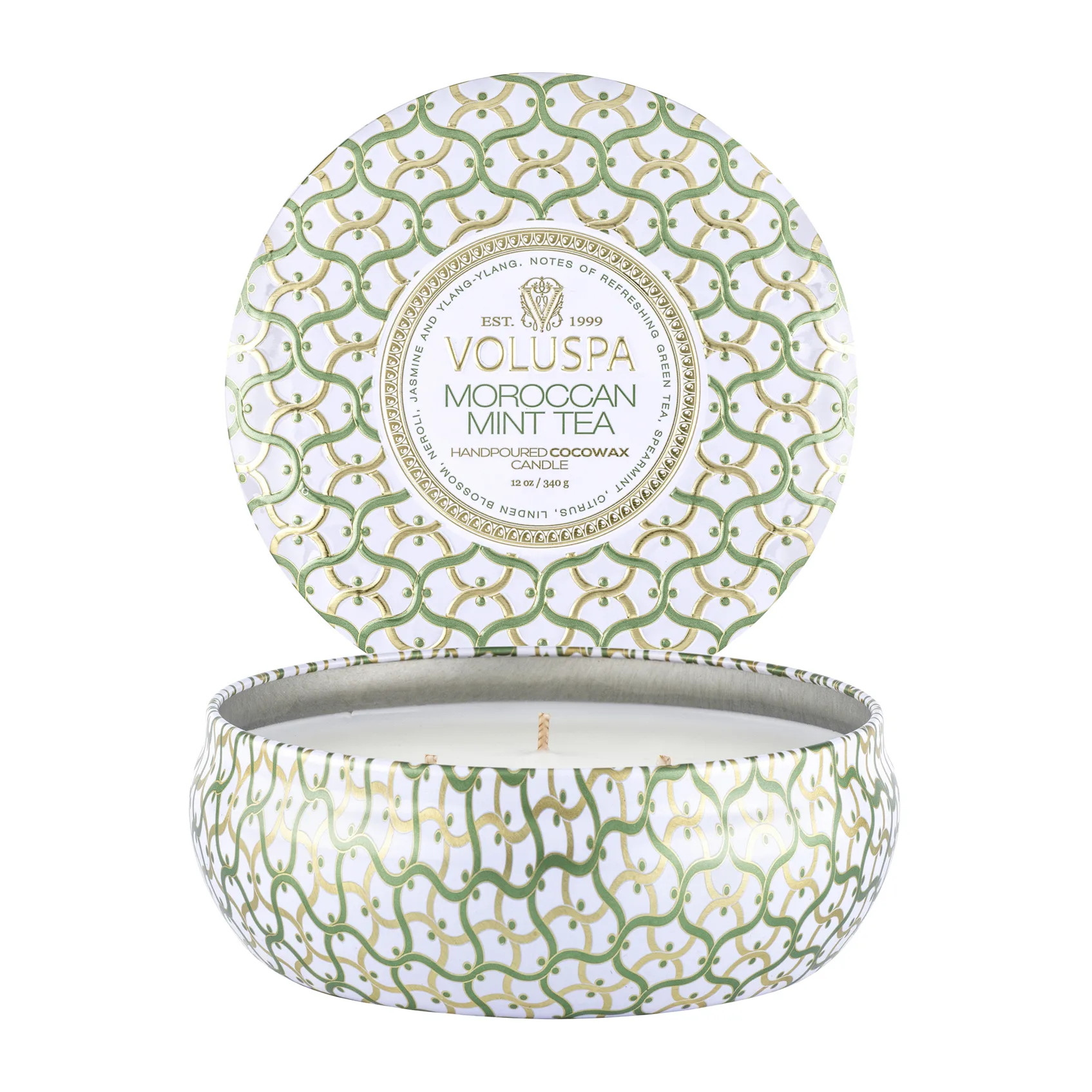 Maison Blanc 3-wick Tin duflys 40 timer, Moroccan Mint Tea Voluspa