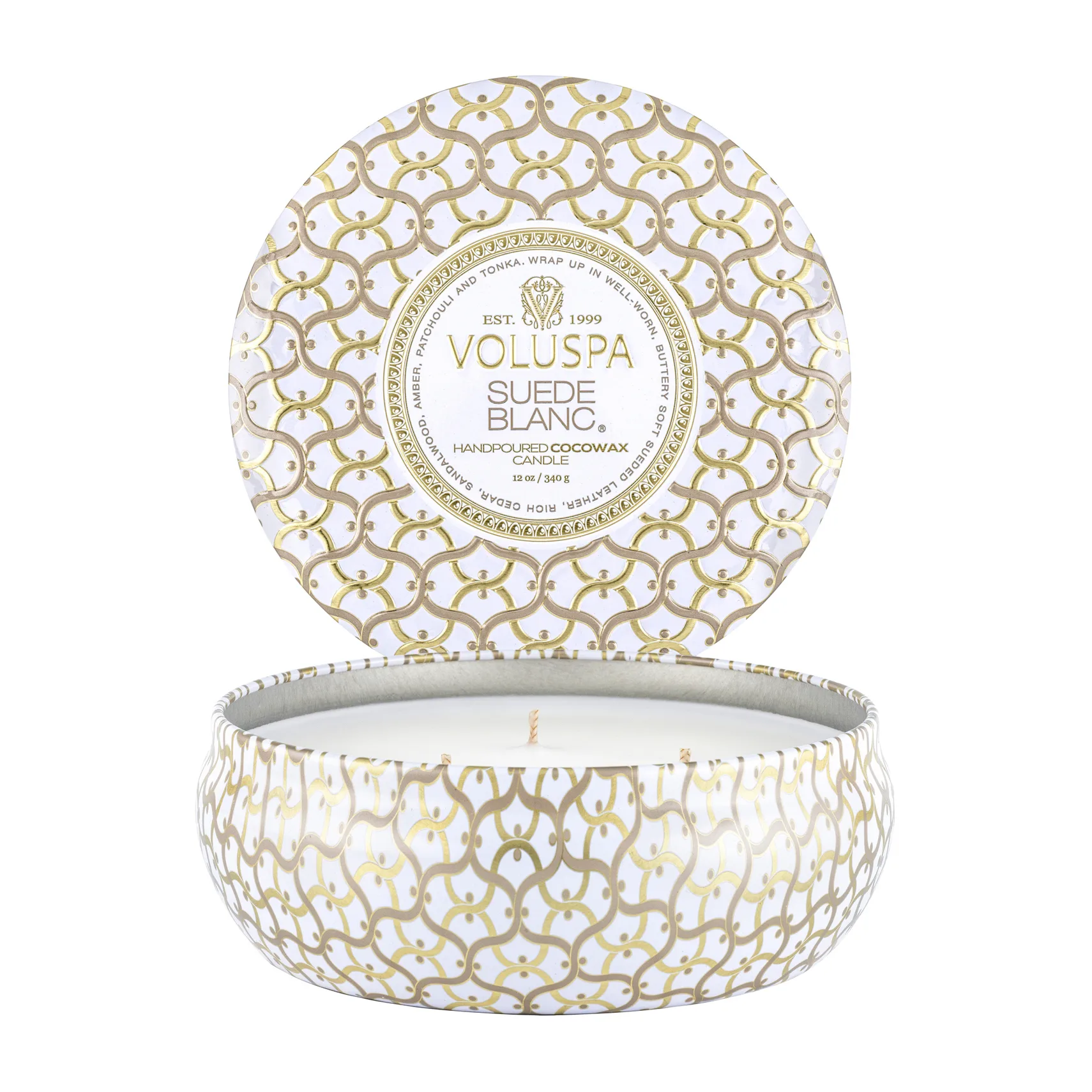 Maison Blanc 3-wick Tin duflys 40 timer, Suede Blanc Voluspa