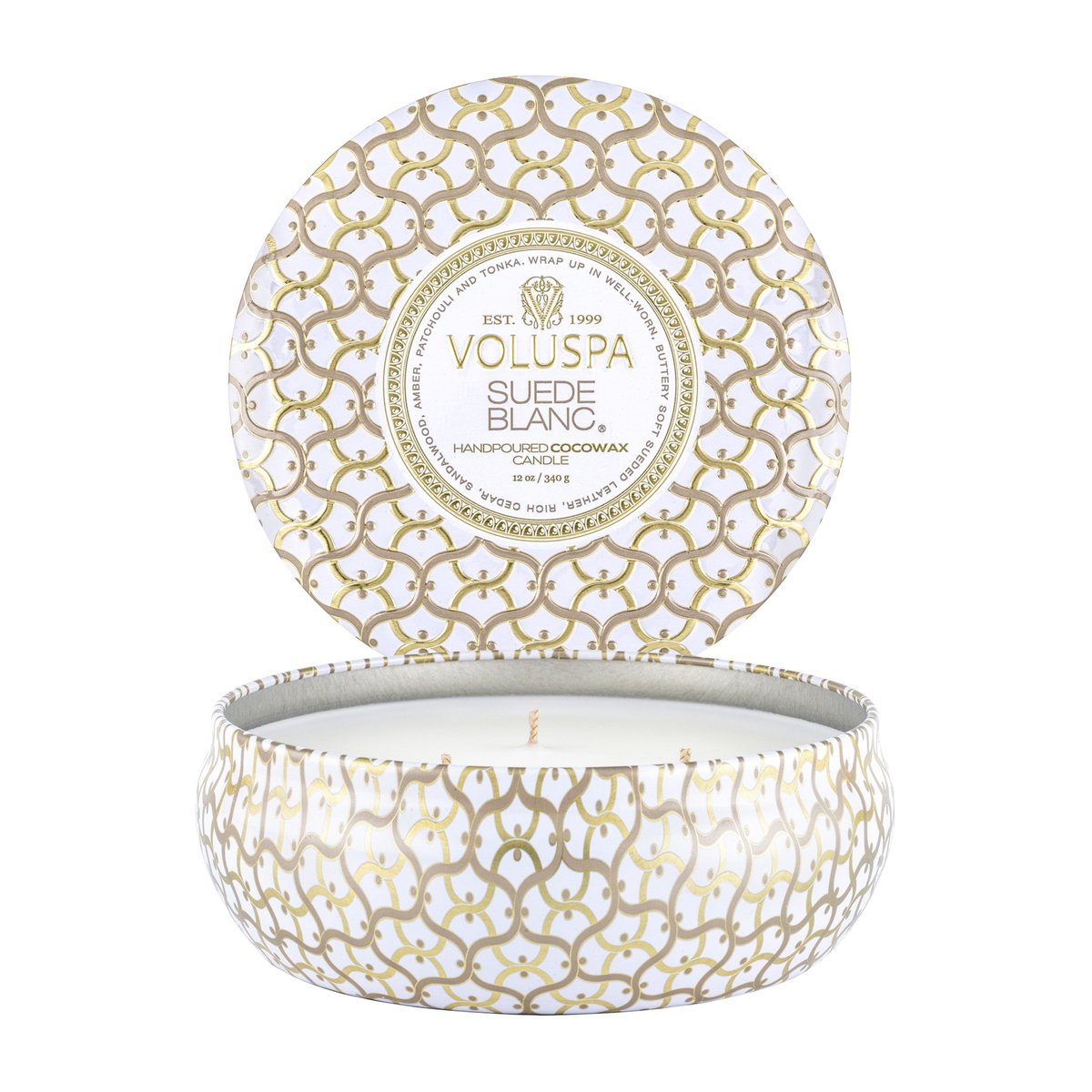 Suede Blanc Maison Blanc 3-Wick in Decorative Tin 40h