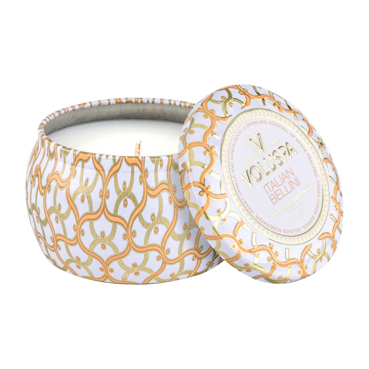 Voluspa Maison Blanc Mini Tin duftlys 25 timer Italian Bellini