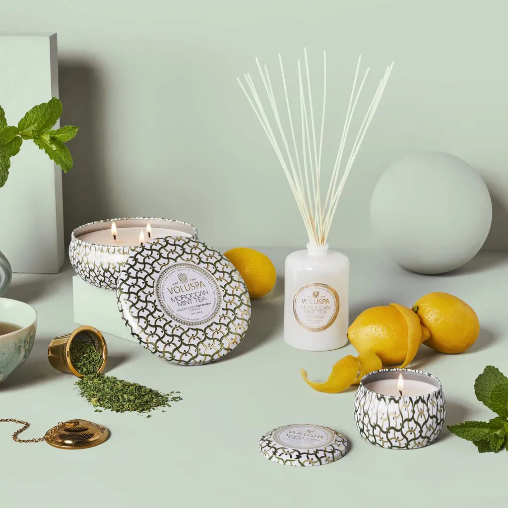 Maison Blanc Mini Tin duftlys 25 timer, Moroccan Mint Tea Voluspa