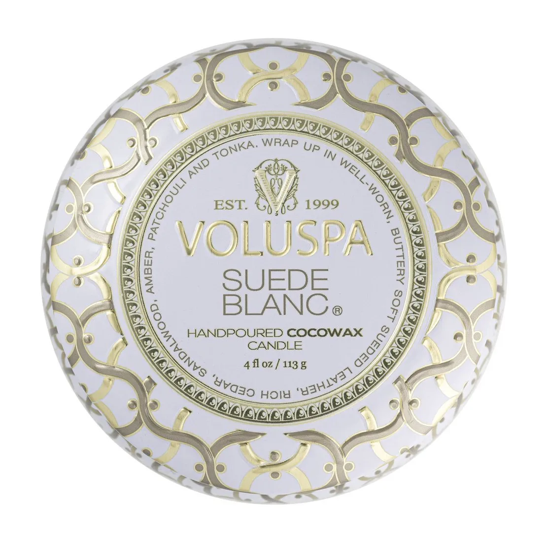 Maison Blanc Mini Tin duftlys 25 timer, Suede Blanc Voluspa