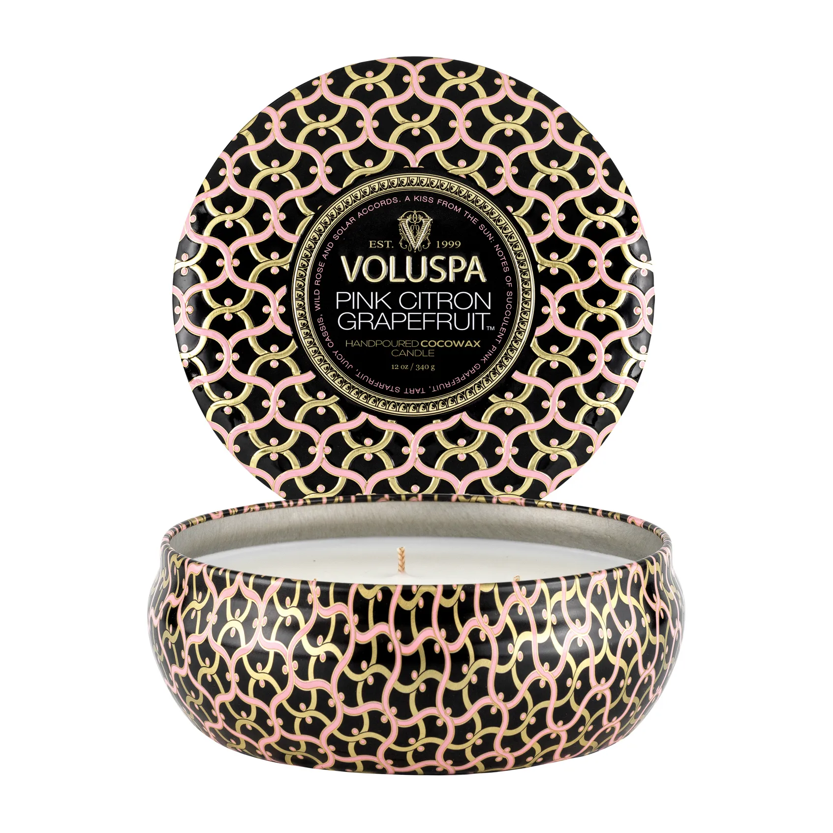 Maison Noir 3-wick Tin duflys 40 timer, Pink Citron Grapefruit Voluspa