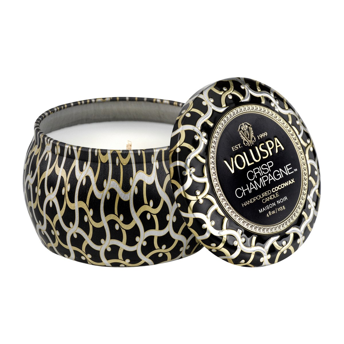 Maison Noir Mini Tin duftlys 25 timer Crisp Champagne