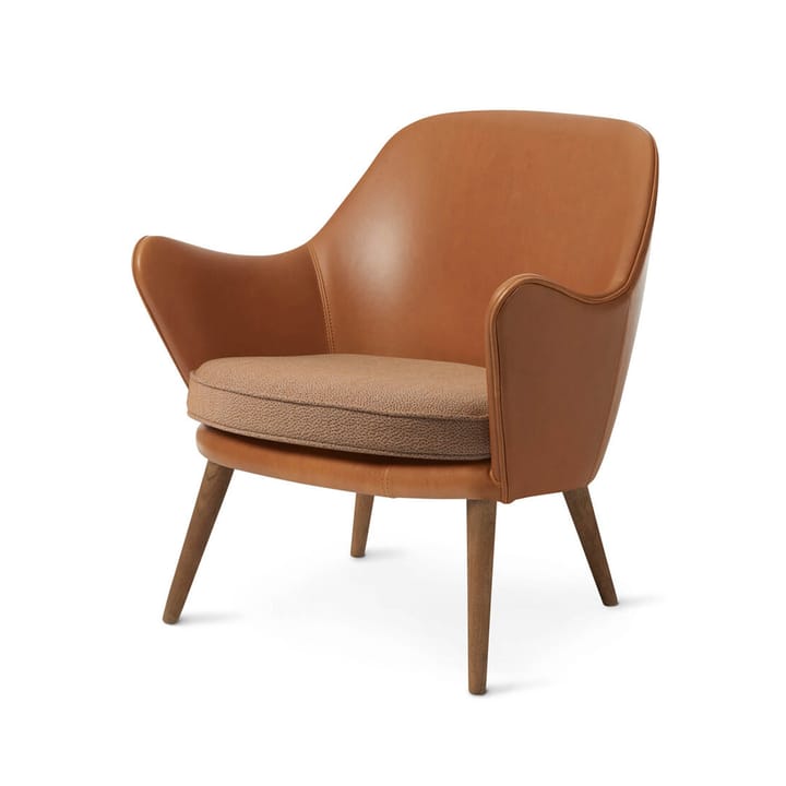 Dwell loungestol - skinn slik 0250/sprinkles 254 camel/latte, ben i røkt eik - Warm Nordic