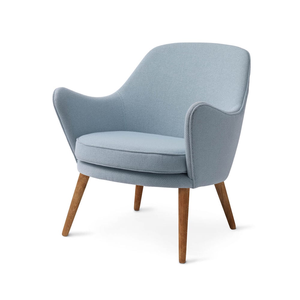 Warm Nordic Dwell loungestol tekstil merit 014 minty grey, ben i røkt eik