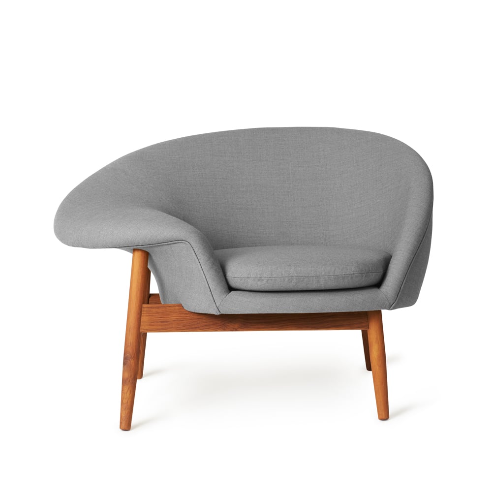 Bilde av Warm Nordic Fried Egg lenestol Tekstil canvas 134 grey melange oljede teakben