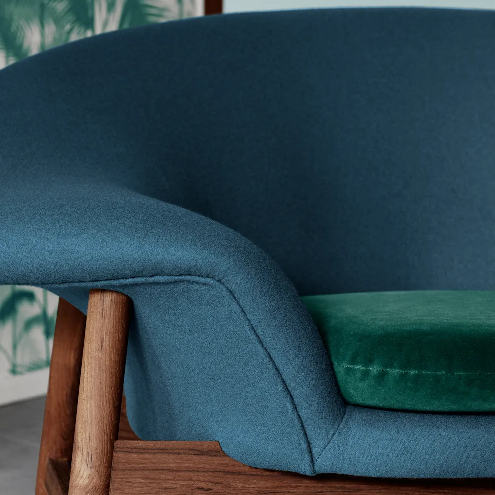 Fried Egg lenestol, Tekstil canvas 134 grey melange, oljede teakben Warm Nordic