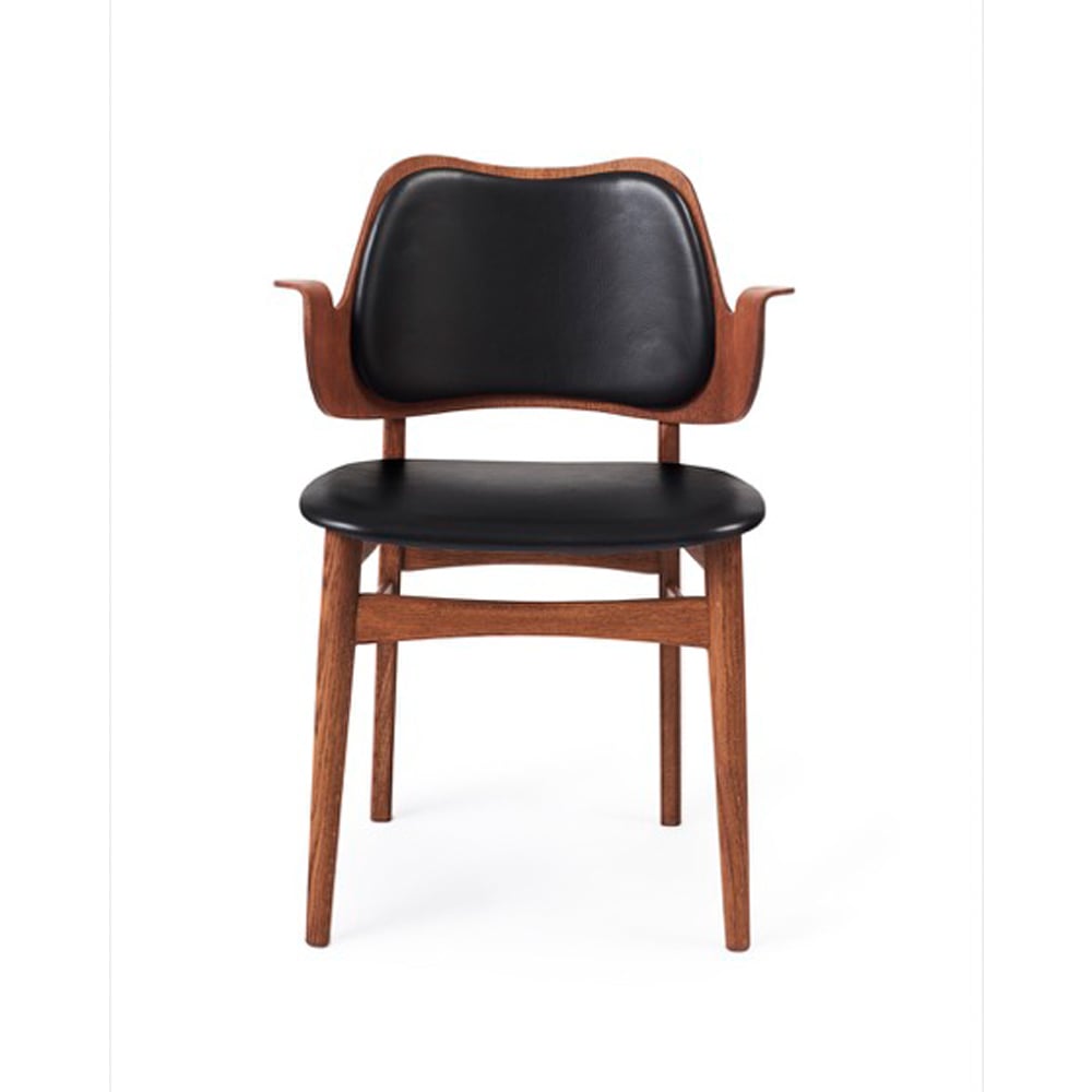 Warm Nordic Gesture stol, trukket sete & rygg skinn prescott 207 black, teakoljet eikestativ, trukket sete, trukket rygg