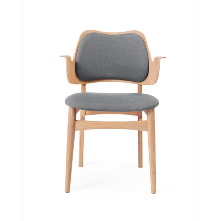 Gesture stol, trukket sete & rygg - tekstil canvas 134 grey melange, hvitoljet eikestativ, trukket sete, trukket rygg - Warm Nordic