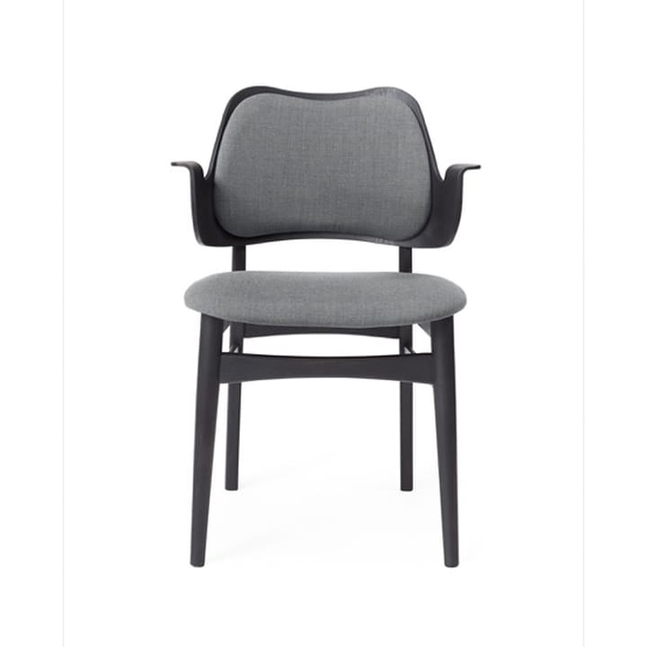Gesture stol, trukket sete & rygg - tekstil canvas 134 grey melange, sortlakkert bøkestativ, trukket sete, trukket rygg - Warm Nordic