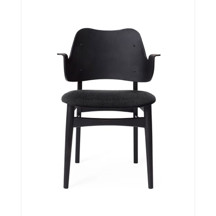 Gesture stol, trukket sete - tekstil anthracite, sortlakkert bøkestativ - Warm Nordic