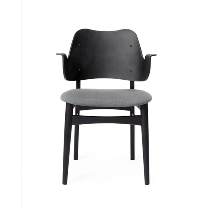 Gesture stol, trukket sete - tekstil canvas 134 grey melange, sortlakkert bøkestativ, trukket sete  - Warm Nordic